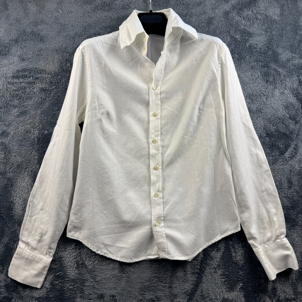 Massimo Dutti White Herringbone Top US 10 EUR 42 Measures Like Small/Medium